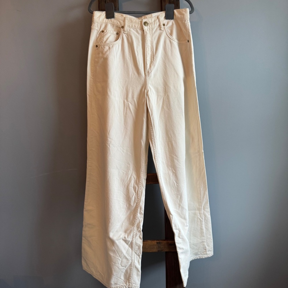 Rag Bone Sofie High Rise Ultra Wide Leg Jeans Ecru‎ Size 30